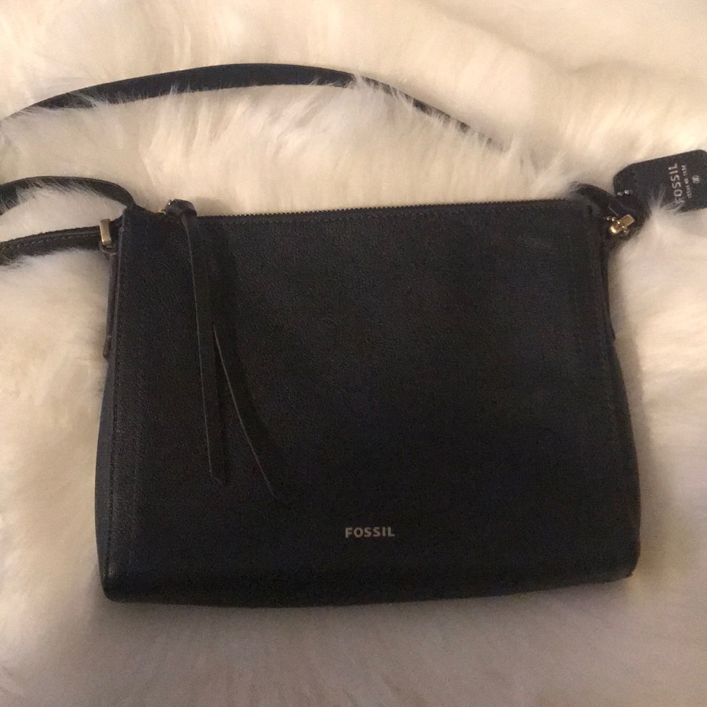 Fossil black leather crossbody